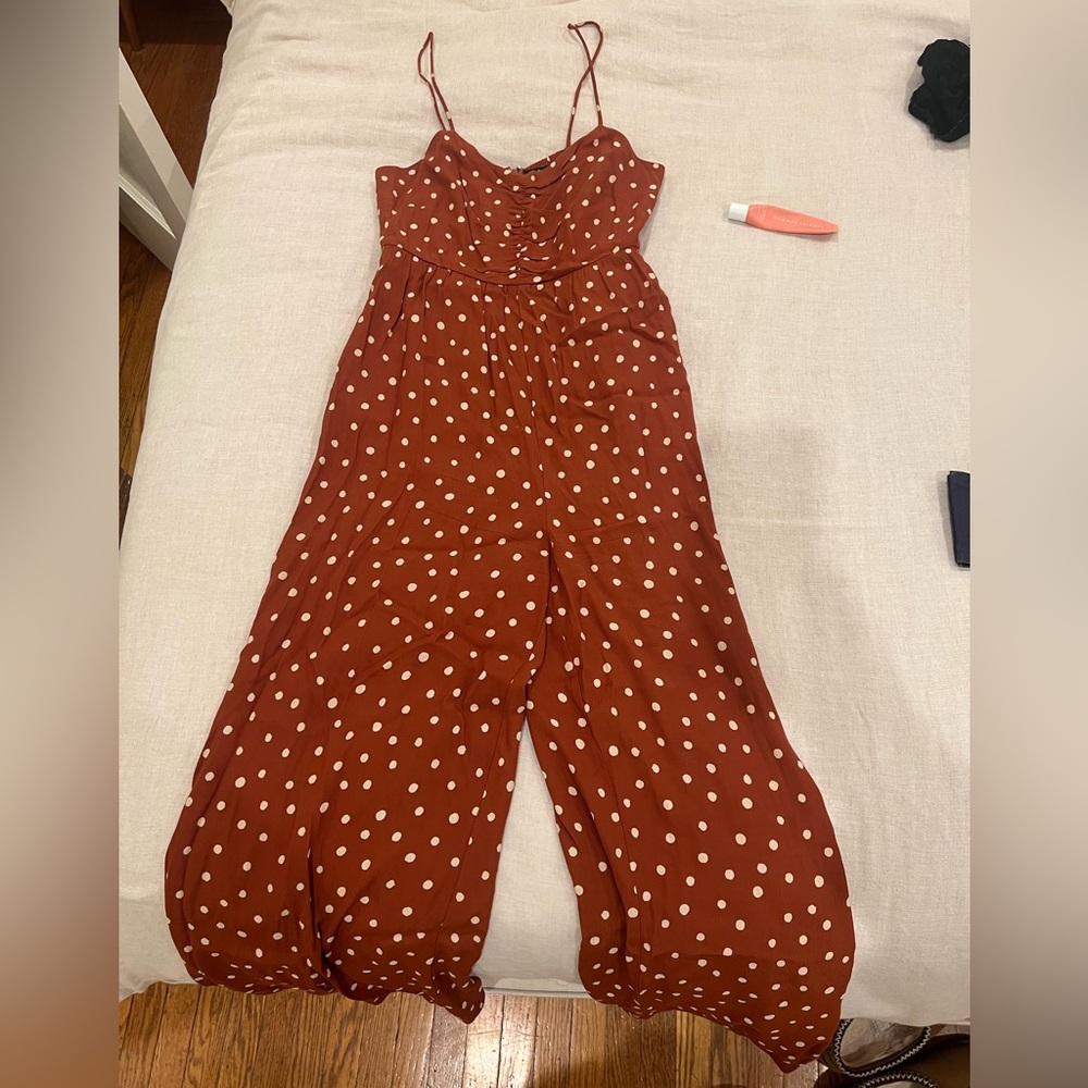 Madewell pink polkadot jumpsuit